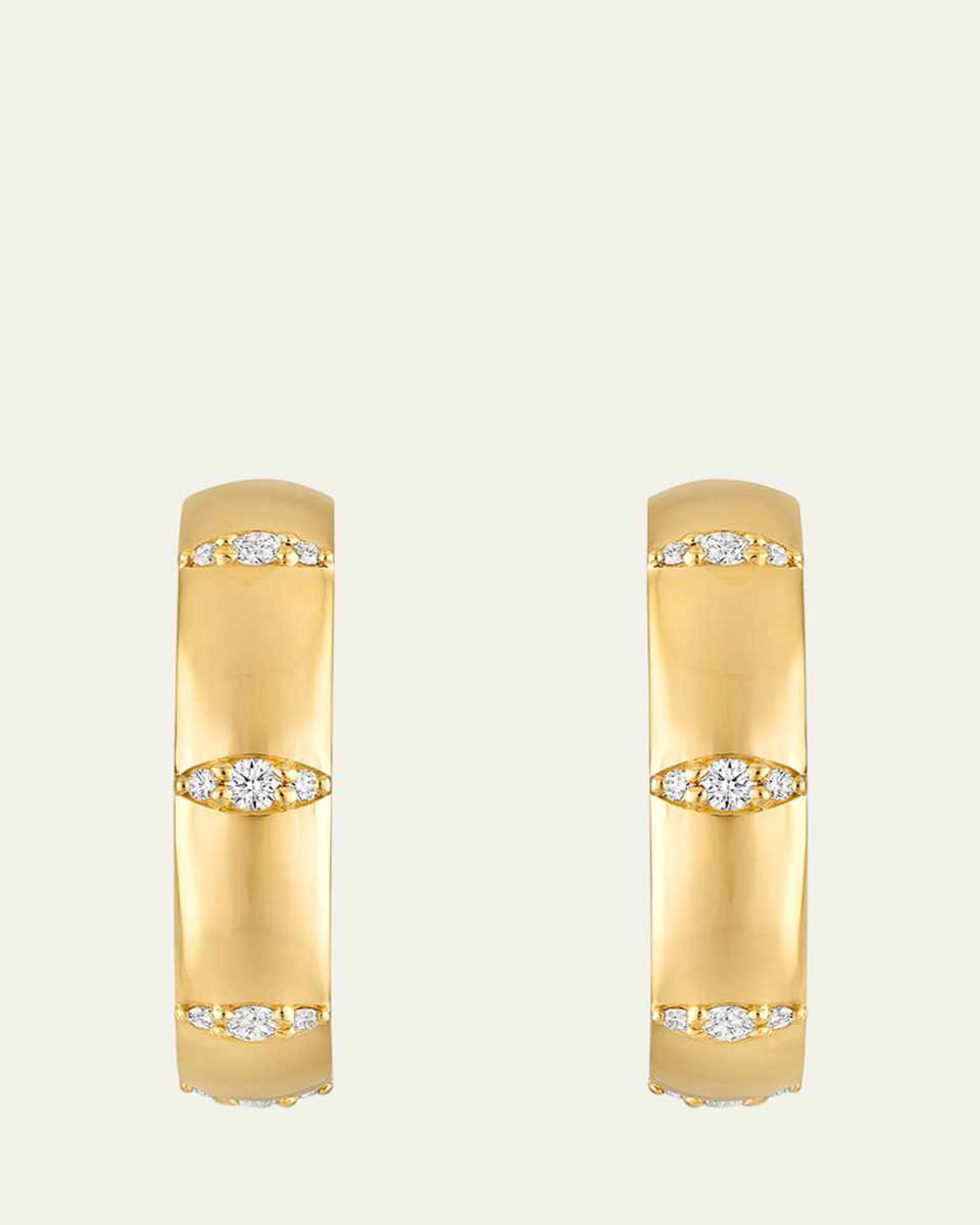 18K Yellow Gold Veda Hoop Earrings with Diamonds